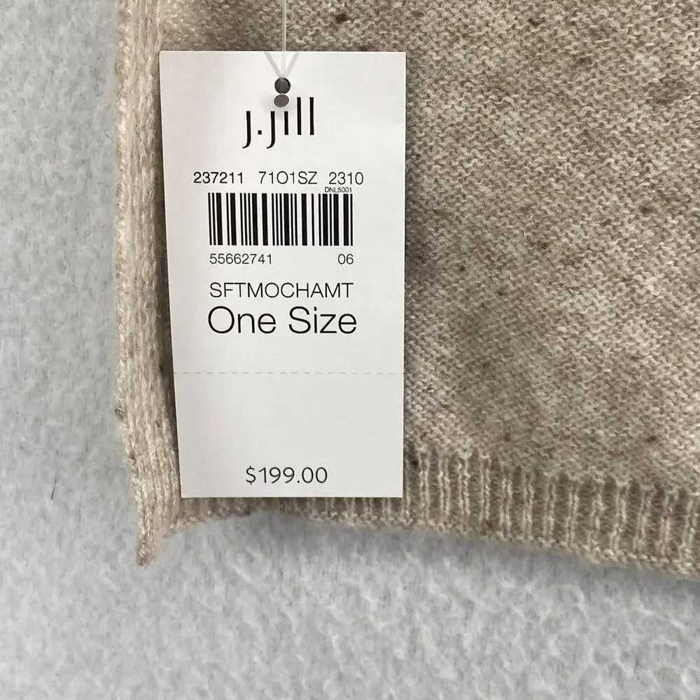 J.JILL Scarf Cashmere Sweater Knit Speckled Shawl Wrap Beige 31